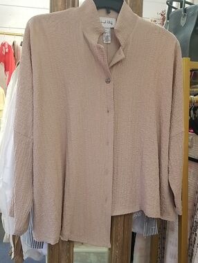 Joseph Ribkoff Lightweight Textured Button-Down in Beige